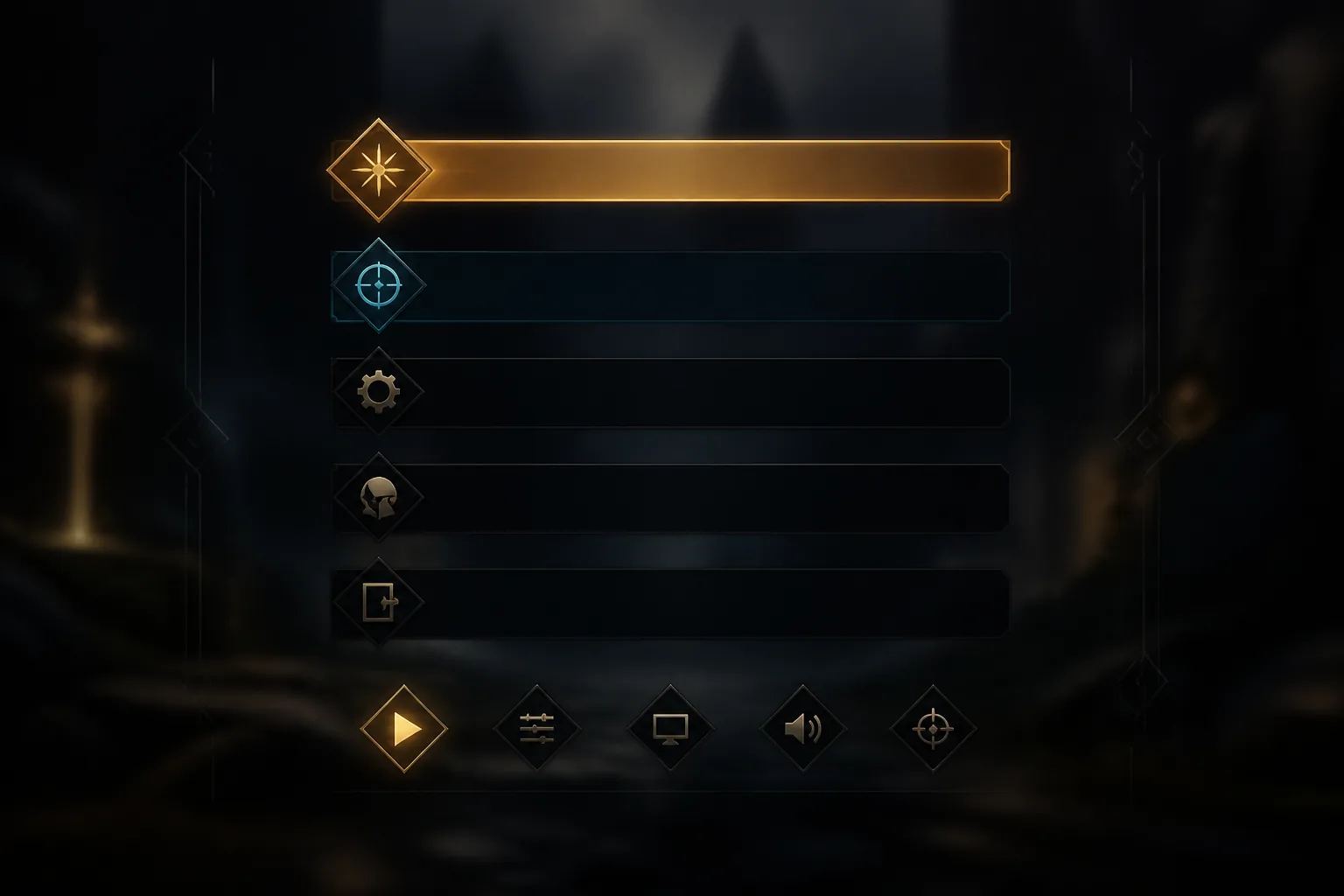 A clean pause menu with clear hierarchy, a few highlighted primary actions and generous spacing